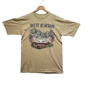 Vintage Mount Rushmore National Memorial T-Shirt Men’s Brown American USA 90s L